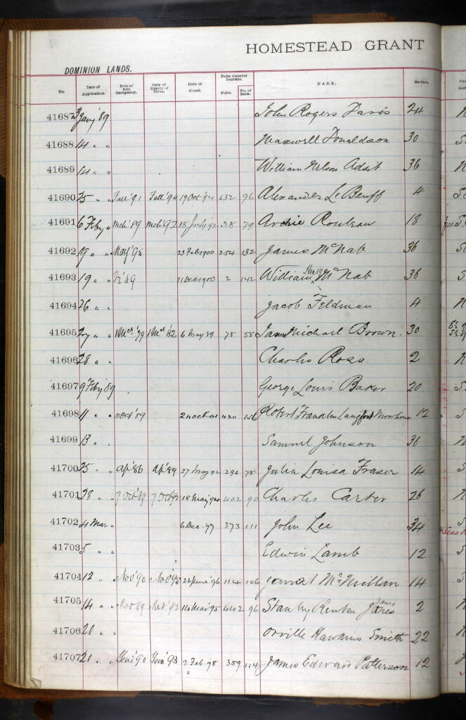 Homestead Grant Register - Alexander Benioff_1894